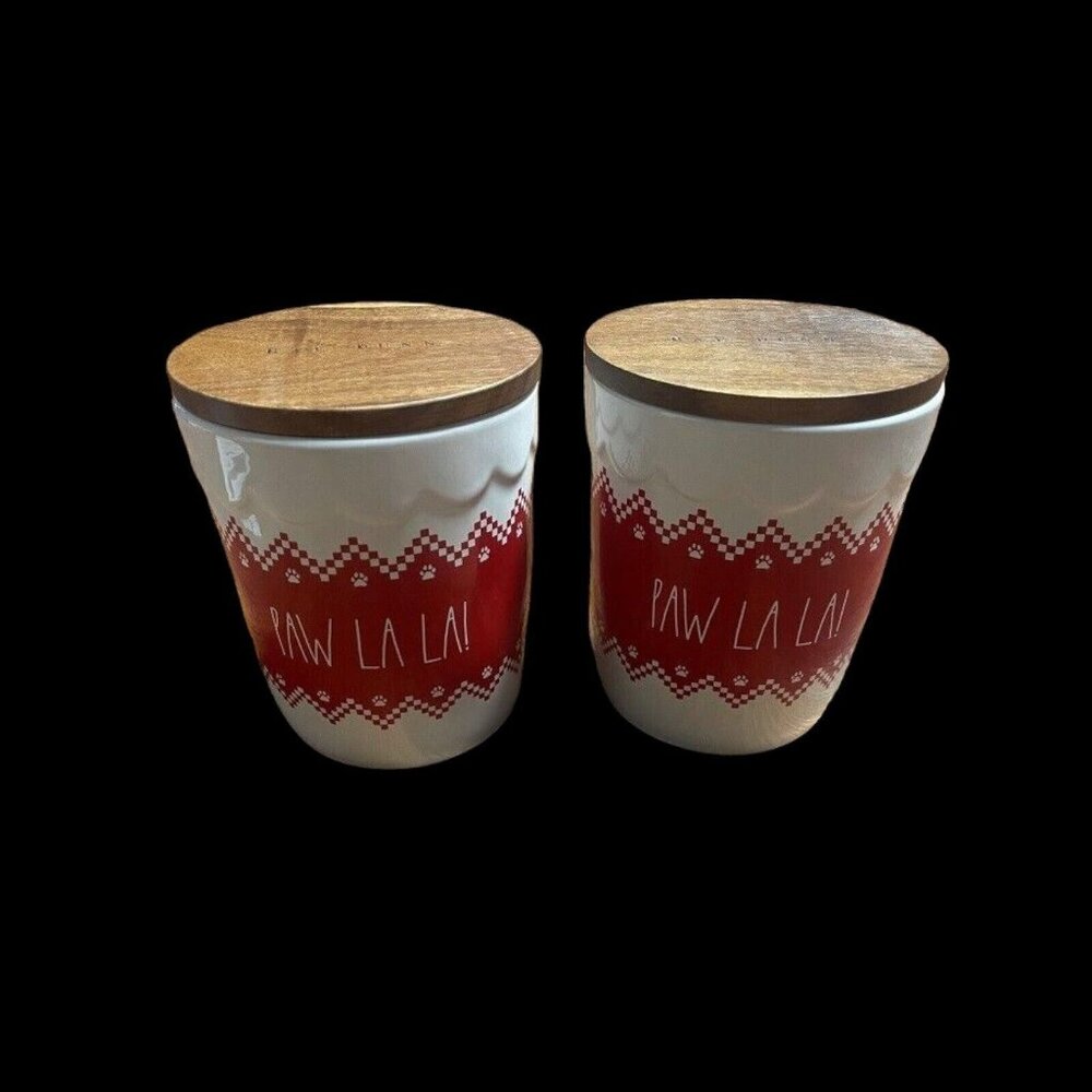 Rae Dunn “Paw La La!” Pet Treat Canister X 2 New
